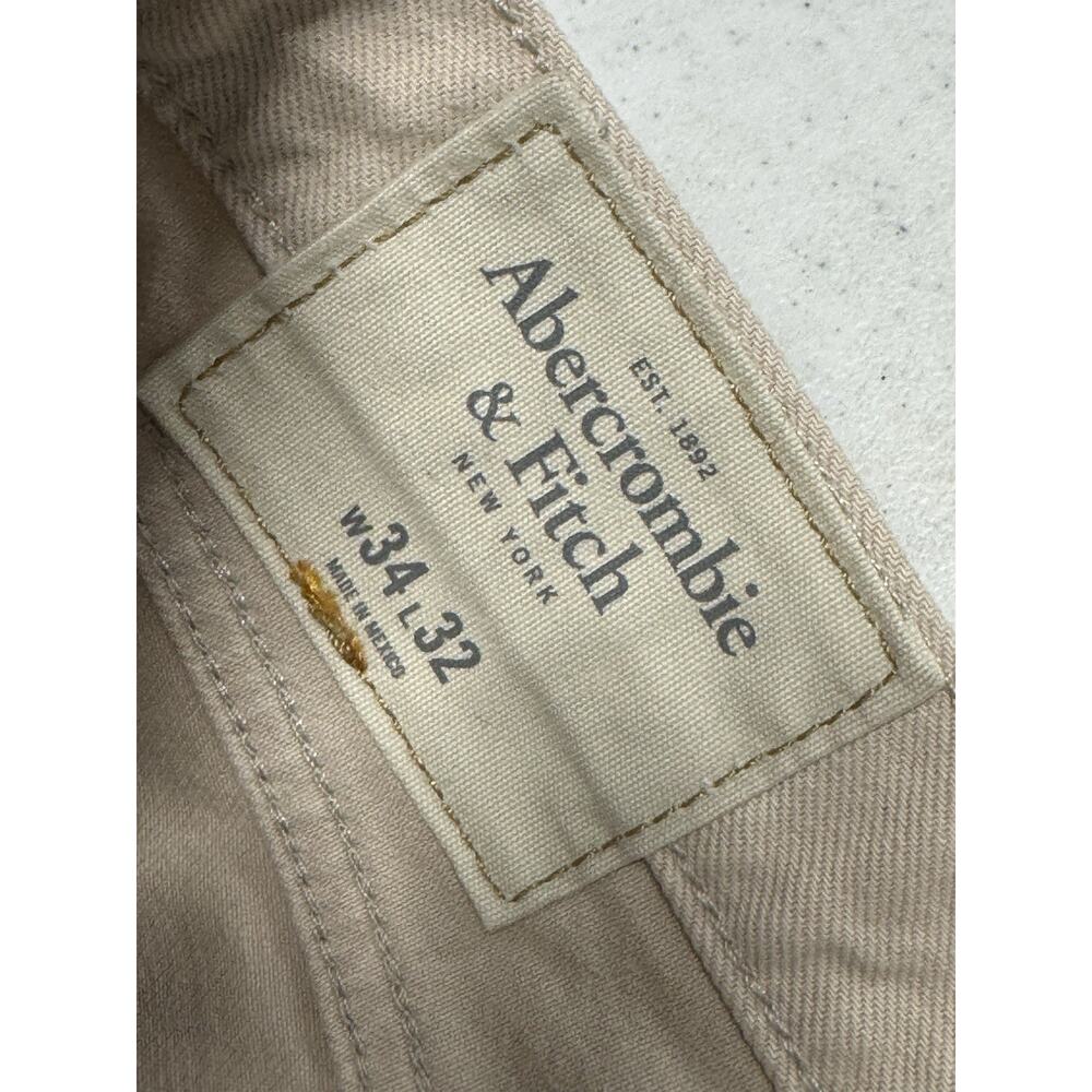 Abercrombie & Fitch Men 34x32 Tan Button Fly Slim Straight Leg Jeans Casual - Picture 5 of 10